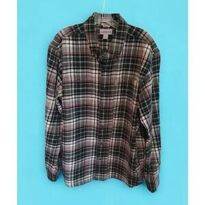 Mens L Carhartt Plaid Button Up Flannel Shirt Long Sleeve Relaxed Fit‎ NWOT
